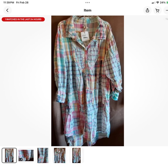 Magnolia pearlColorful Plaid Long Sleeve Dress - Picture 1 of 7